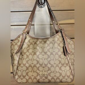 Coach Meadow Signature Canvas Brown Tote Bag